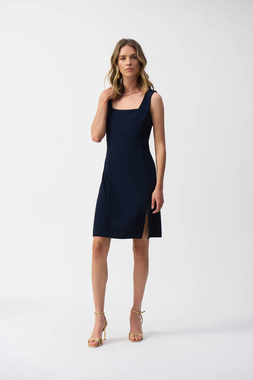 Joseph Ribkoff 251075 Midnight Blue Square Neck Sleeveless Sheath Dress