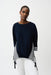 Joseph Ribkoff 261193 Navy/Off-White Stripe High Low Boat Neck 3/4 Sleeves Top