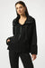 Joseph Ribkoff 253905 Black Sweater Knit Fur Trim Long Sleeve Jacket