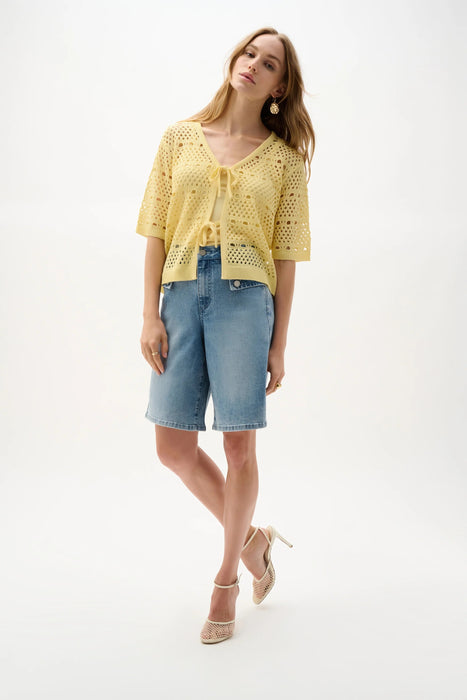 Joseph Ribkoff Open Knit Short Sleeves Cardigan 262955
