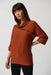 Joseph Ribkoff Style 233126 Tandoori/Black Pinstripe Zip Detail 3/4 Sleeve Sweater Top