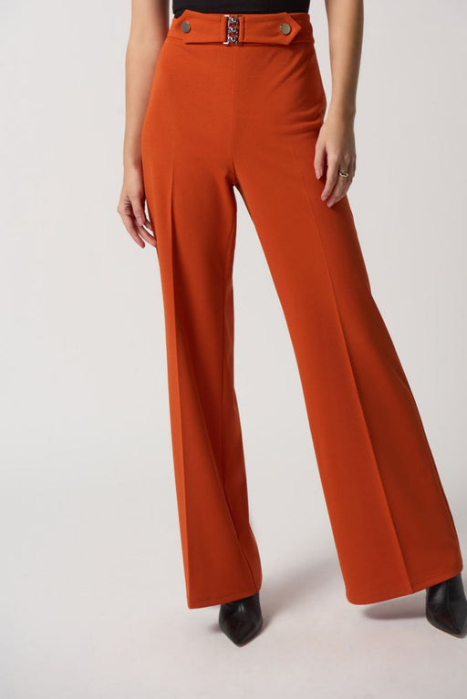 Joseph Ribkoff Style 233181 Tandoori Orange Belt Accent Pull On Wide Leg Pants