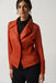 Joseph Ribkoff Style 233926 Tandoori Orange Studded Zip-Up Long Sleeve Moto Jacket
