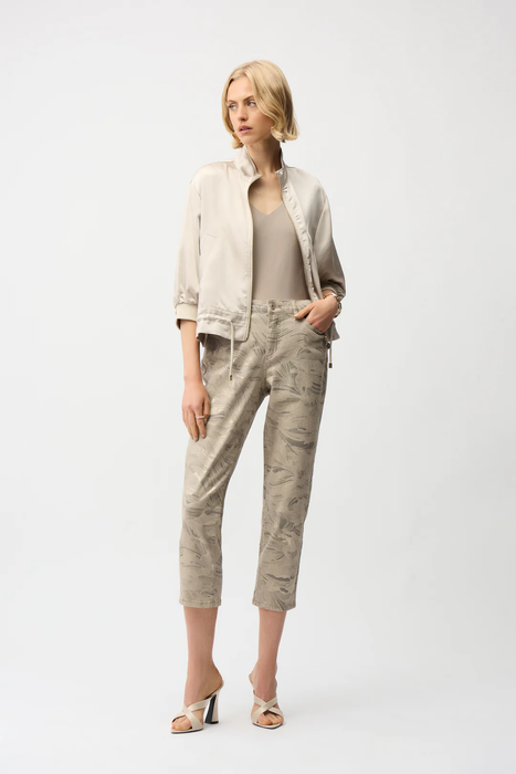 Joseph Ribkoff Taupe/Gold Floral Slim Cropped Jeans 261959