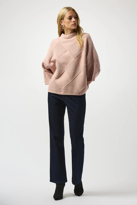 Joseph Ribkoff Textured Mock Neck 3/4 Sleeve Sweater 253943