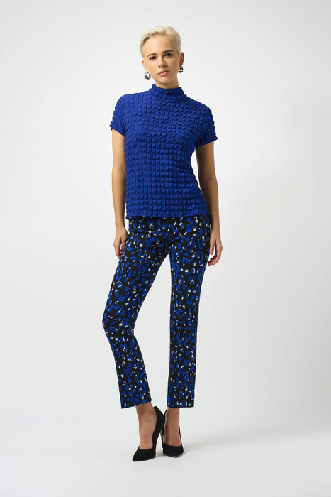 Joseph Ribkoff Textured Mock Neck Short Sleeves Boxy Top 253256