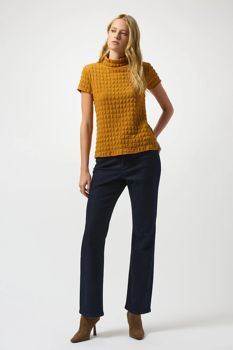 Joseph Ribkoff Textured Mock Neck Short Sleeves Boxy Top 253256
