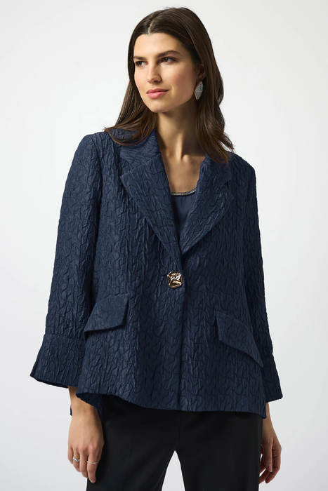 Joseph Ribkoff 253773 Midnight Blue Textured Notched Collar Swing Jacket