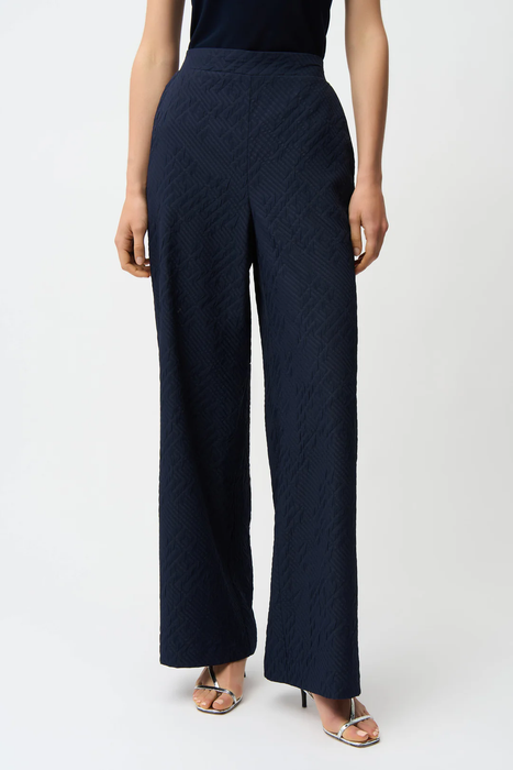 Joseph Ribkoff 261056 Midnight Blue Textured Wide Leg Pants