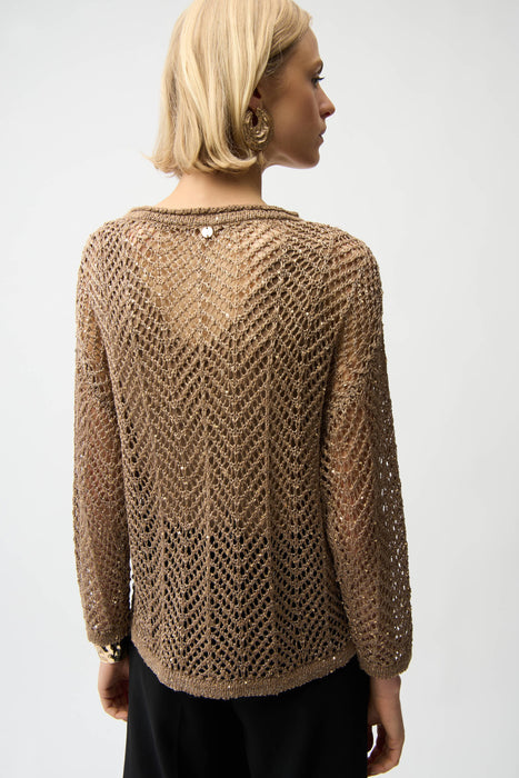 Joseph Ribkoff Sequined Open Knit Sweater Top 261915