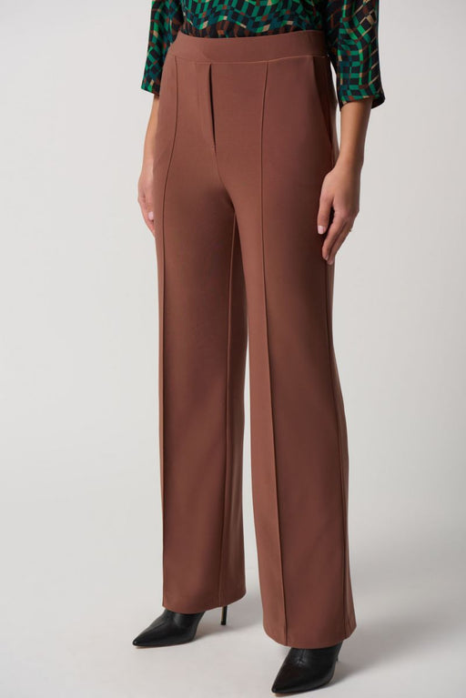 Joseph Ribkoff Style 233047 Toffee Front Seam High Rise Pull On Wide-Leg Pants