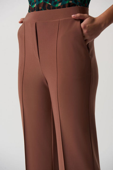 Joseph Ribkoff Toffee Front Seam High Rise Pull On Wide-Leg Pants 233047