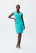 Joseph Ribkoff Style 231138 Turquoise Ruched Cap Sleeve Faux Wrap Dress
