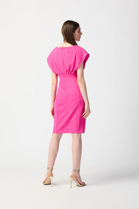 Joseph Ribkoff Ultra Pink Pleated Dolman Sleeves Sheath Dress 241233