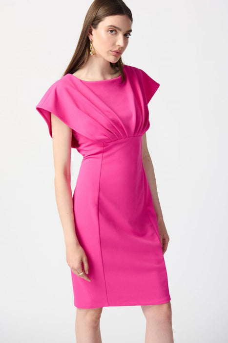 Joseph Ribkoff Ultra Pink Pleated Dolman Sleeves Sheath Dress 241233