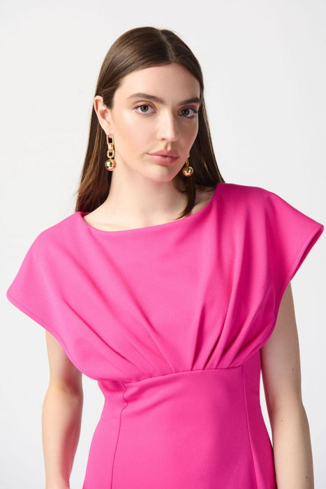 Joseph Ribkoff Ultra Pink Pleated Dolman Sleeves Sheath Dress 241233