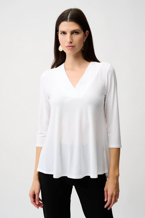 Joseph Ribkoff 253112 Vanilla V-Neck 3/4 Sleeve Flared Top