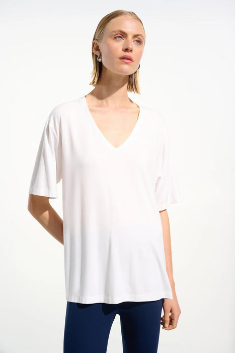 Joseph Ribkoff 261600 Vanilla V-Neck Dolman Sleeve Boxy Top