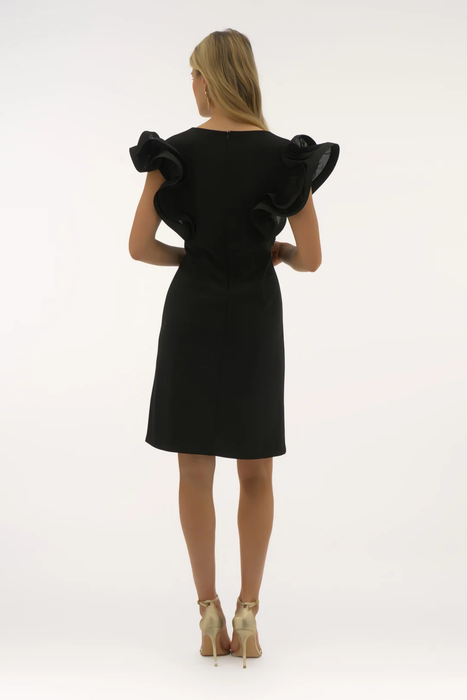 Joseph Ribkoff V-Neck Ruffled Short Sleeve Sheath Dress 251733