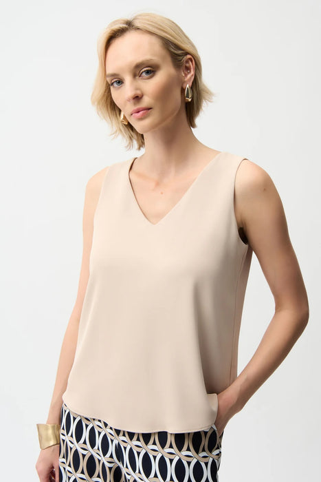 Joseph Ribkoff 261248 Parchment V-Neck Sleeveless Straight Top