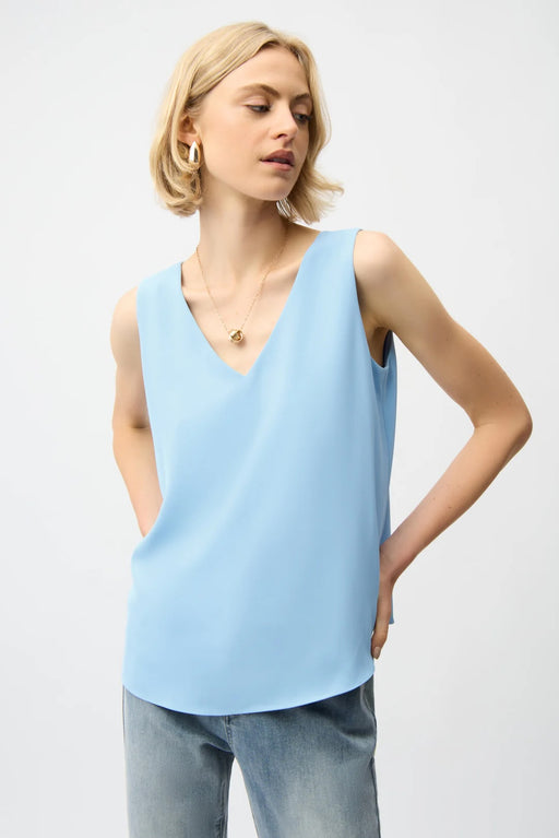 Joseph Ribkoff 261248 Harbor Blue V-Neck Sleeveless Straight Top