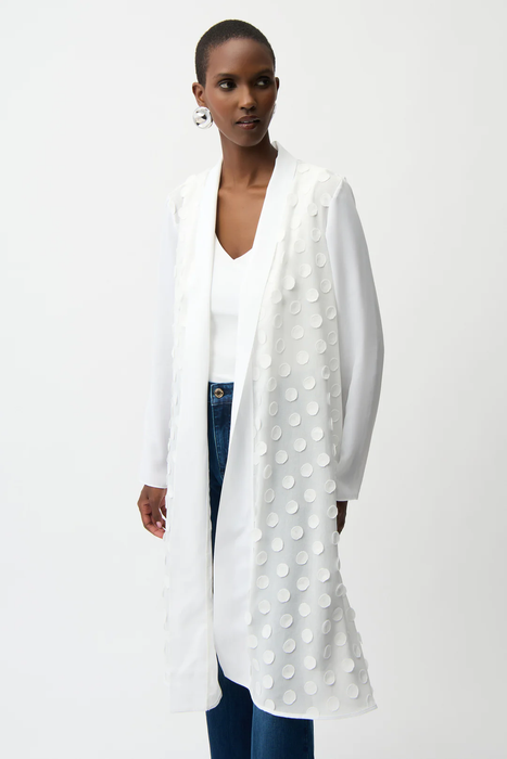 Joseph Ribkoff 261217 Vanilla 3D Dot Open Front Long Sleeves Cardigan