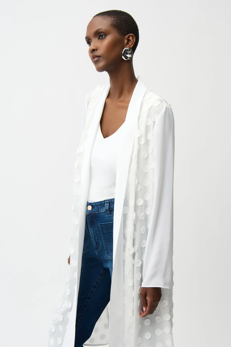 Joseph Ribkoff Vanilla 3D Dot Open Front Long Sleeves Cardigan 261217