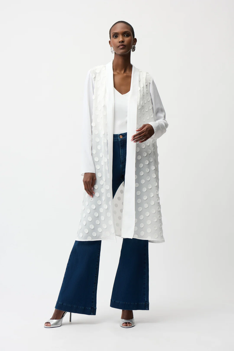 Joseph Ribkoff Vanilla 3D Dot Open Front Long Sleeves Cardigan 261217