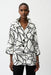 Joseph Ribkoff 261239 Vanilla/Black Abstract Print Collared 3/4 Bell Sleeves Trapeze Jacket
