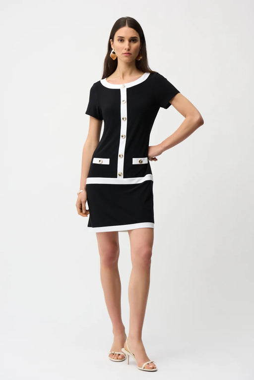 Joseph Ribkoff 261091 Vanilla/Black Color Block Sheath Dress