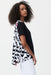 Joseph Ribkoff Style 232243 Vanilla/Black Geometric Print Short Sleeve Hi-Low Top