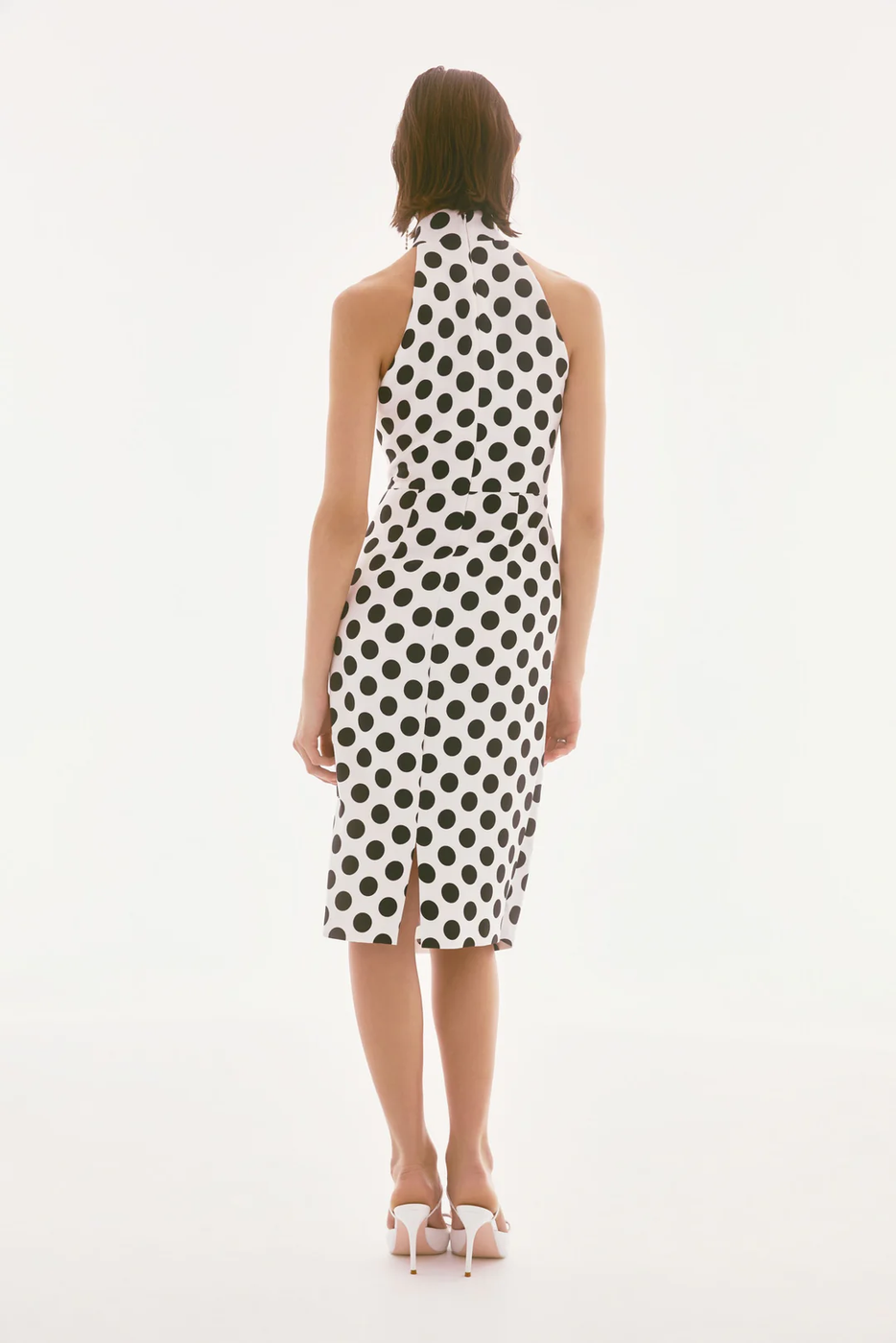 Joseph Ribkoff Vanilla/Black Polka Dot Halter Dress 251759 — AfterRetail