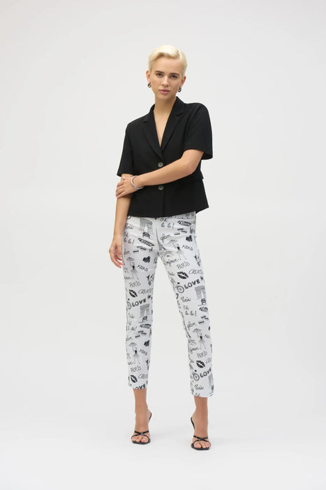 Joseph Ribkoff Printed Pull On Straight Cropped Pants 252233