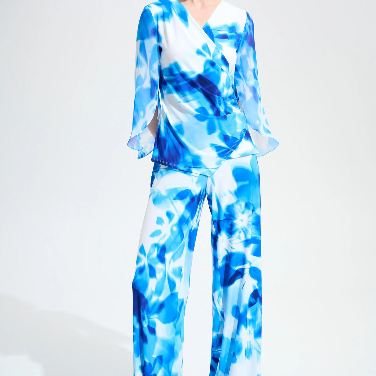 Buy Joseph Ribkoff Vanilla/Blue Floral Pull On Wide Leg Pants