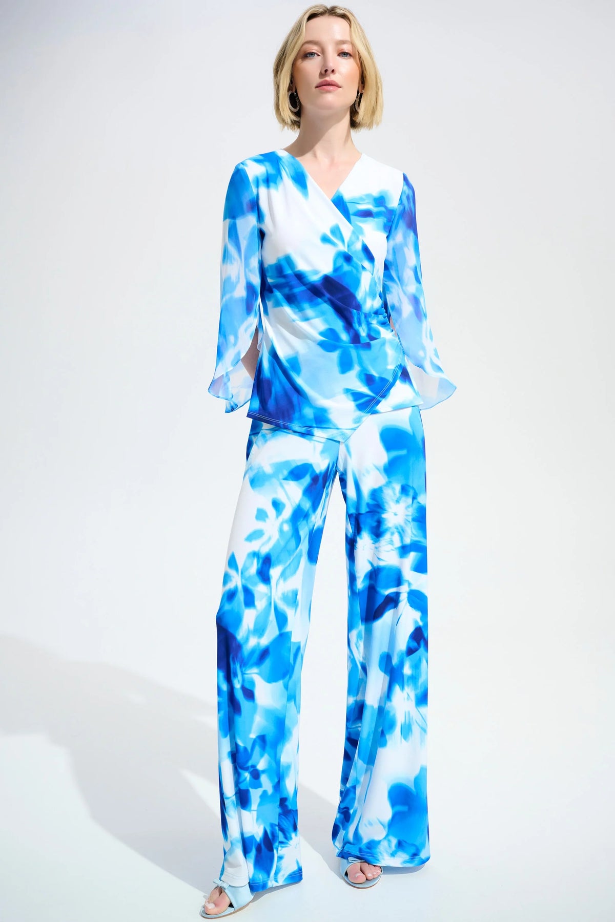 th products / Josef ワイドフレアパンツ size1 Buy Joseph Ribkoff Vanilla/Blue Floral Pull On Wide Leg Pants