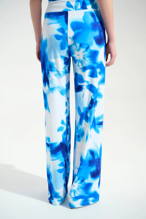 Joseph Ribkoff Vanilla/Blue Floral Pull On Wide Leg Pants 261773