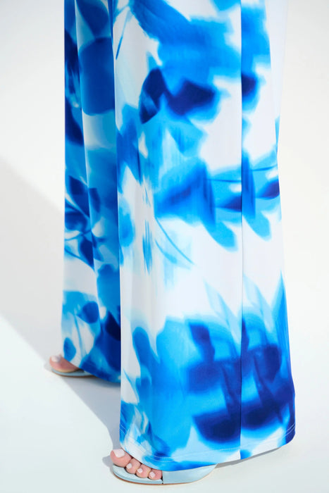 Joseph Ribkoff Vanilla/Blue Floral Pull On Wide Leg Pants 261773