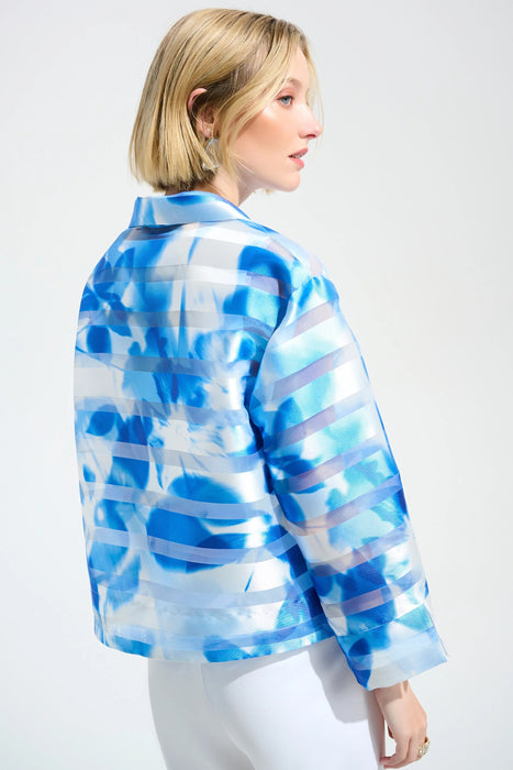 Joseph Ribkoff Vanilla/Blue Floral Shadow Stripe Jacket 261747