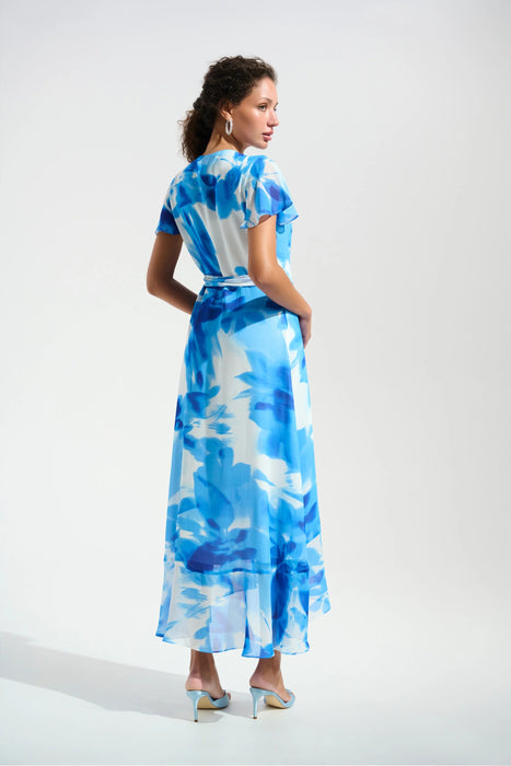 Joseph Ribkoff Printed Chiffon High Low Wrap Dress 261739