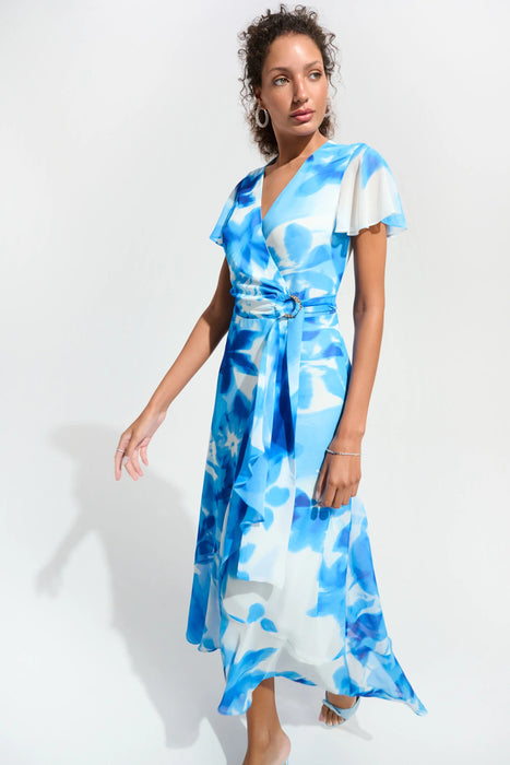 Joseph Ribkoff Printed Chiffon High Low Wrap Dress 261739