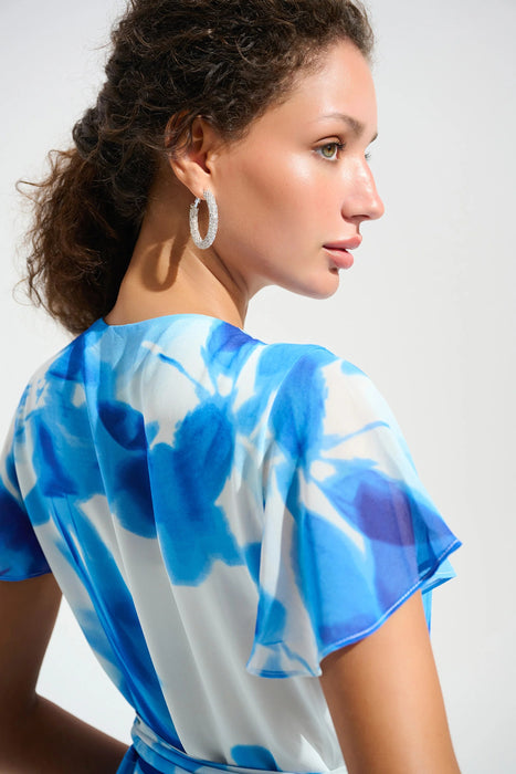 Joseph Ribkoff Printed Chiffon High Low Wrap Dress 261739