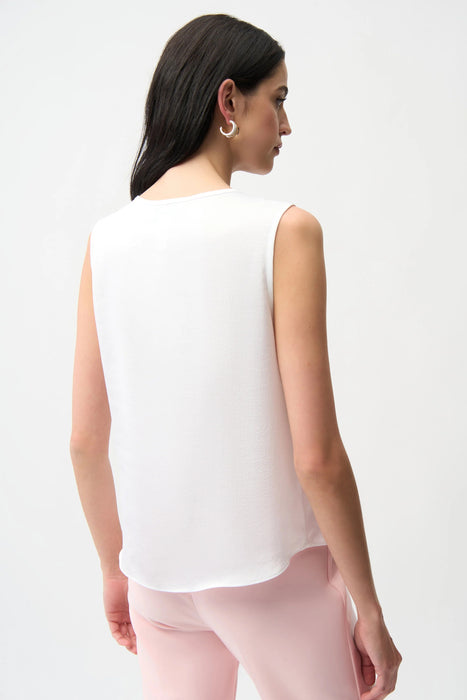 Joseph Ribkoff Vanilla Button Accents V-Neck Sleeveless Top 261249