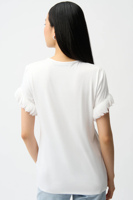 Joseph Ribkoff Laser Cut Chiffon Sleeves V-Neck Top 261201