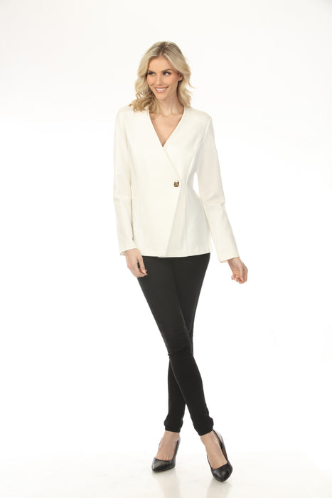 Joseph Ribkoff Vanilla Crossover Front V-Neck Jacket 253202