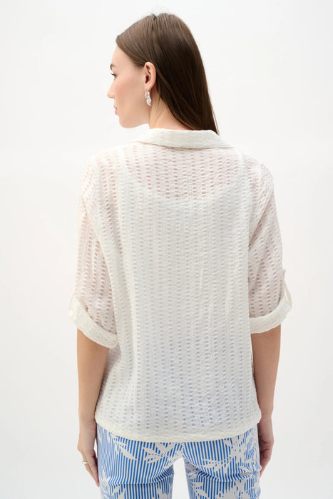 Joseph Ribkoff Vanilla Textured Drawstring Hem Blouse 262062