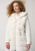 Joseph Ribkoff Style 233925 Vanilla Faux Fur Hooded Long Sleeve Zip-Up Coat