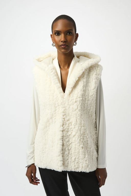 Joseph Ribkoff 253933 Vanilla Faux Fur Sleeveless Vest