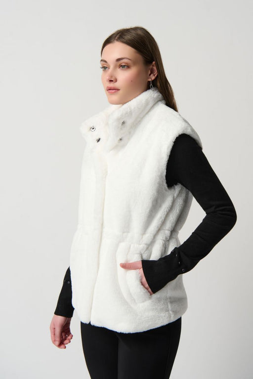 Joseph Ribkoff Style 234903 Vanilla Fuzzy Faux Fur Sleeveless Vest