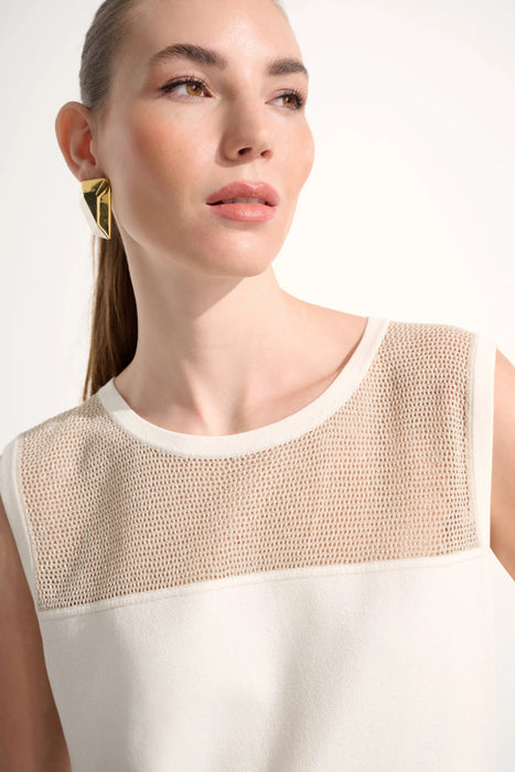 Joseph Ribkoff Vanilla/Gold Mesh Yoke Straight Cami Top 262612