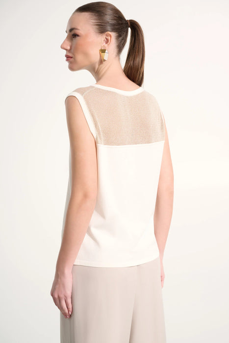 Joseph Ribkoff Vanilla/Gold Mesh Yoke Straight Cami Top 262612